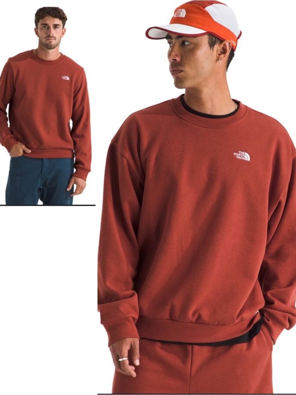 The North Face Evolution Simple Dome Crew Sweatshirt in Sumac Red - Men’s Size L
